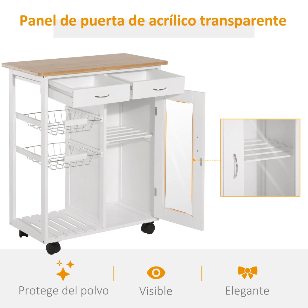 Carrello Multiusos con Cassetti e Ripiani ¨C ZephMum ¨C Legno 70x37x85cm