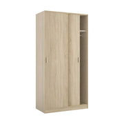 Guardaroba Alt, Armadio per camera da letto a 2 ante scorrevoli, Mobile con ripiano e barra appendiabiti, cm 100x50h200, Rovere