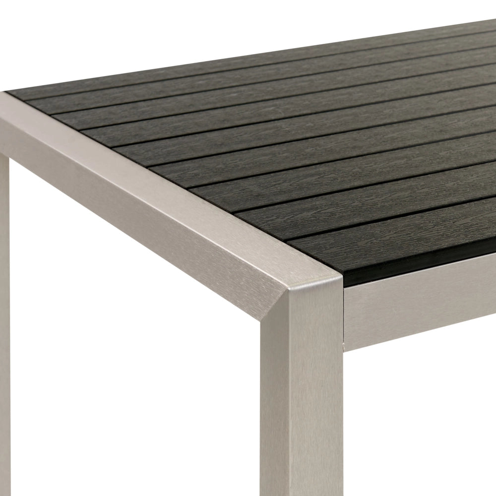 Set da Giardino 6 Sedie Tavolo Rettangolare Nero e Argento in Alluminio Anodizzato