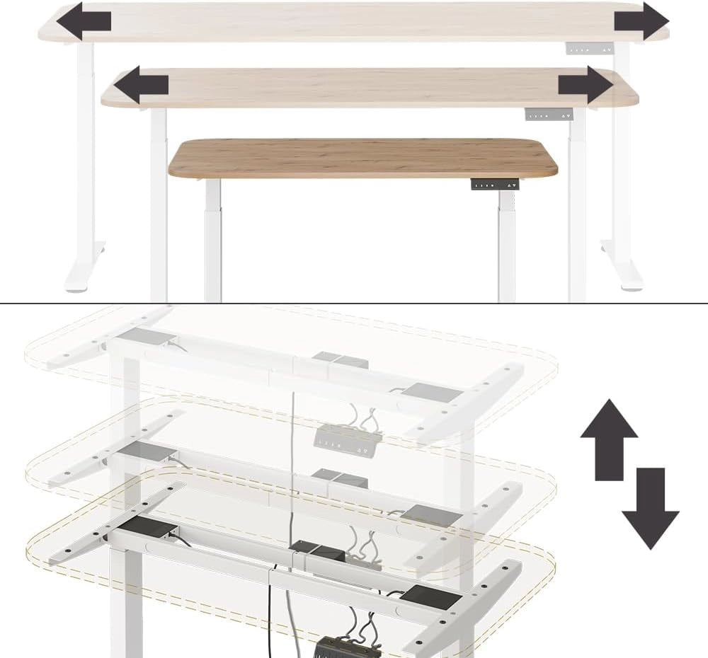 Scrivania Elevate, Bianco/Artisan, 120 x 70 cm 2 motori, per la regolazione elettrica dell'altezza per un lavoro ergonomico