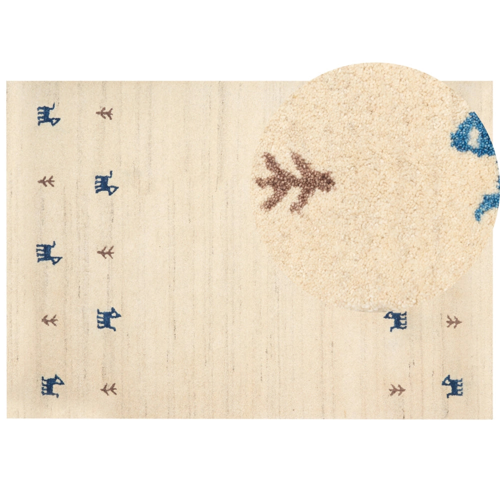 Tappeto Gabbeh per aree beige in lana 160 x 230 cm a pelo fitto Tradizionale rustico a tinta unita Stile