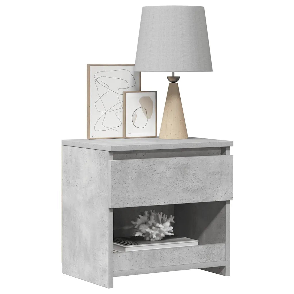 Comodino | Armadio da Notte | Mobiletto da notte Grigio Cemento 40x30x39 cm in Legno Multistrato