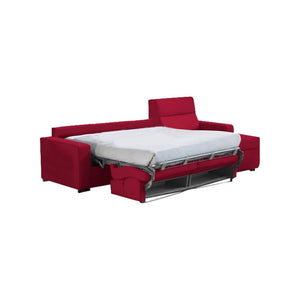 Pusiano, Divano Letto con Penisola Sfoderabile Made in Italy, 280x160 cm Rosso