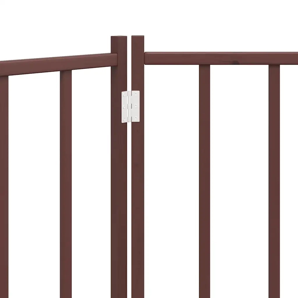 Cancello Cani Pieghevole 3Pannelli Marrone 150cm Massello Abete 352292