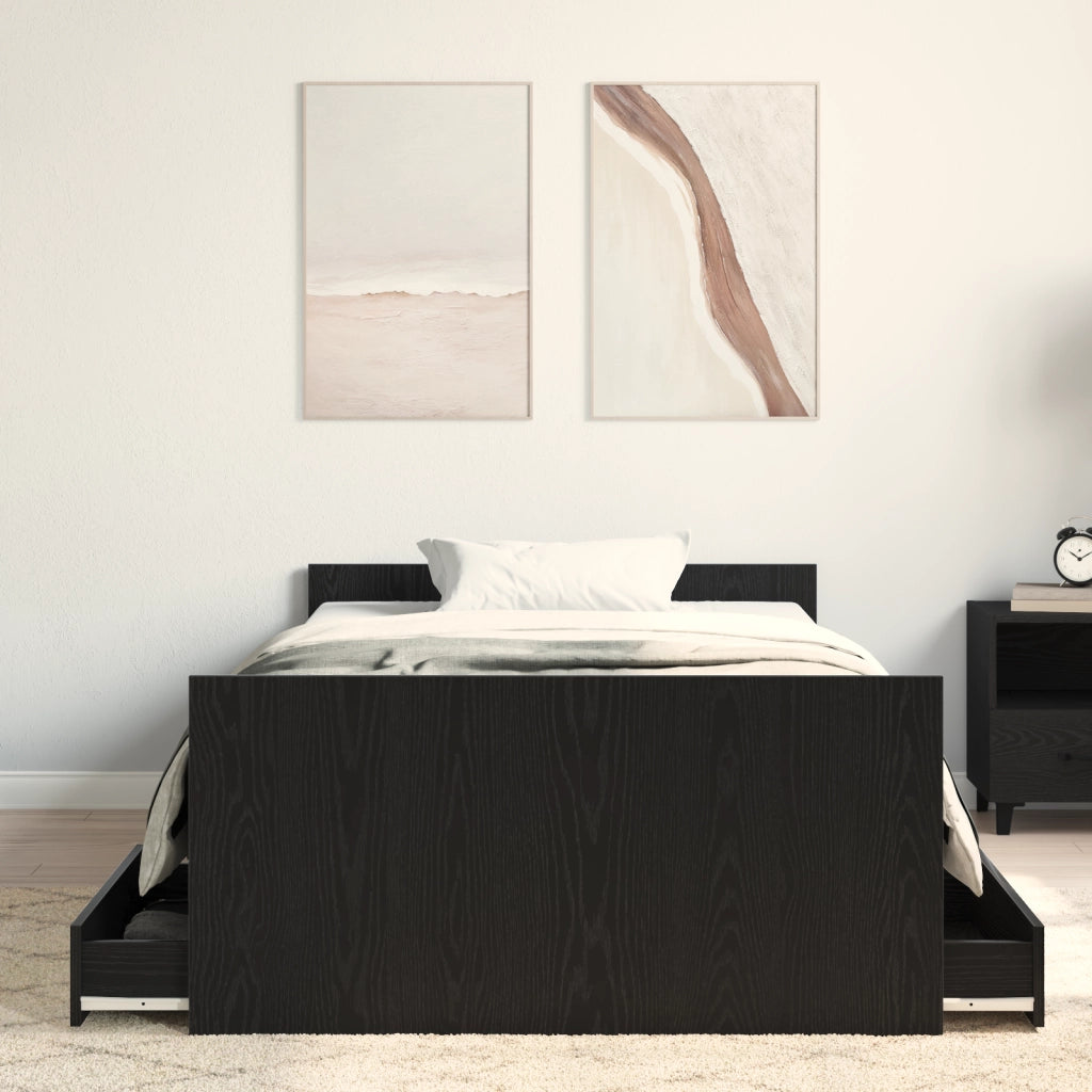 Struttura Letto senza Materasso Nero Rovere 90x190 cm Legno Ingegnerizzato