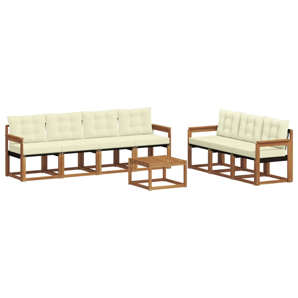 Set di divani da esterno con cuscino 8 pcs Naturale e Crema