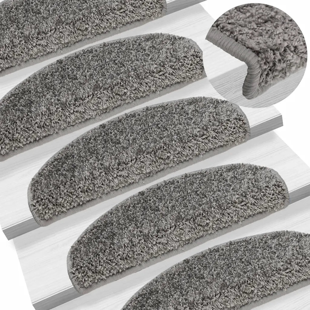 Tappetini per scale 15 pz | Gradini per Scale 65x21x4 cm Grigio Semicircolari Grandi