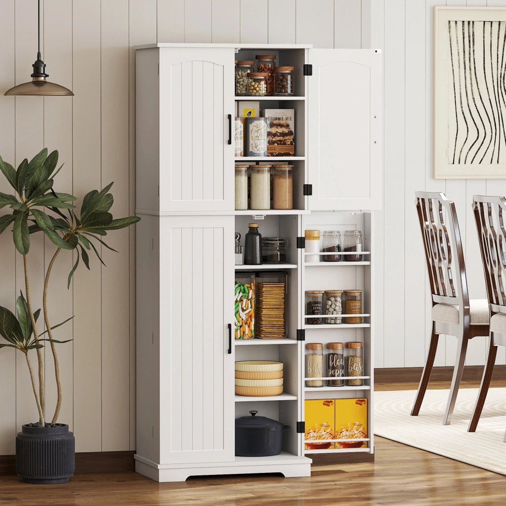 Armadio da cucina ¨C zephmum ¨C 4 porte, 10 ripiani, bianco, 60x35x162cm
