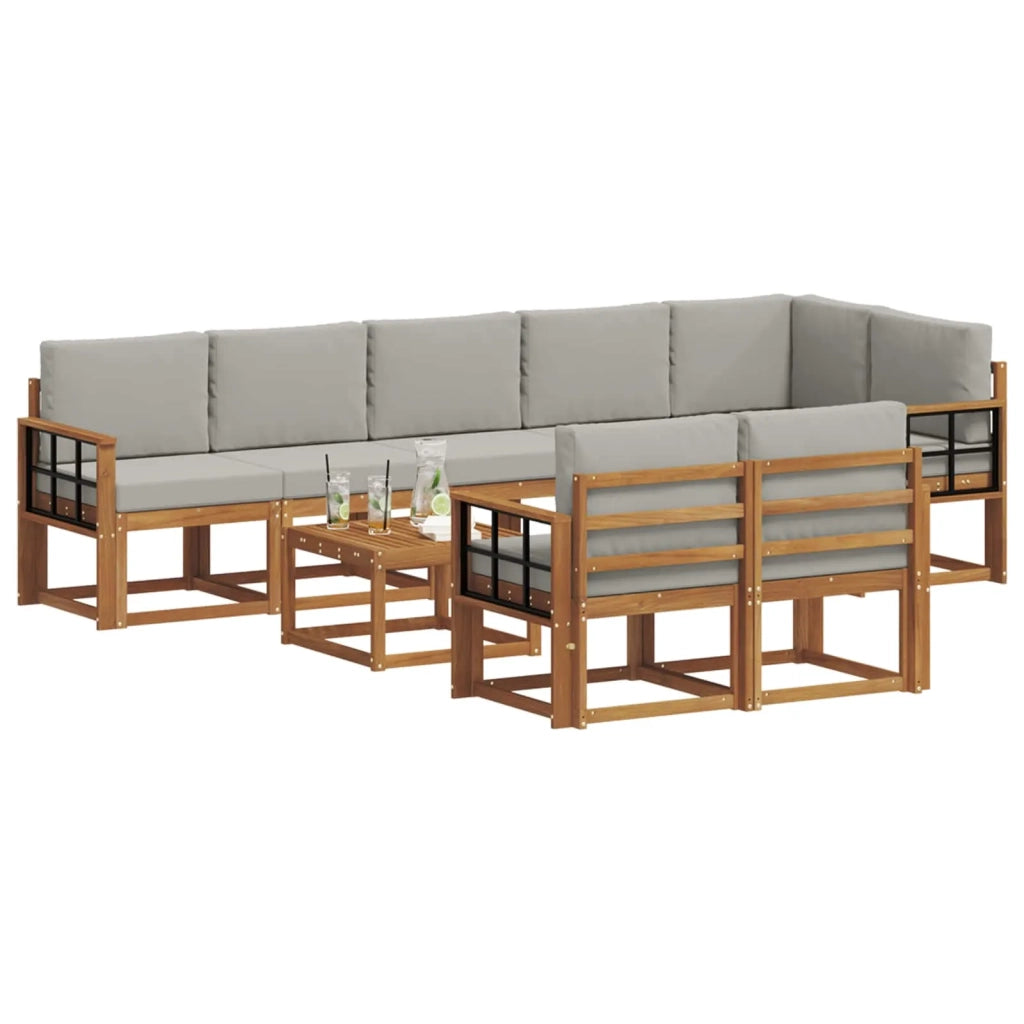 Set di divani da esterno 9 pcs Grigio Naturale e Chiaro 3366614