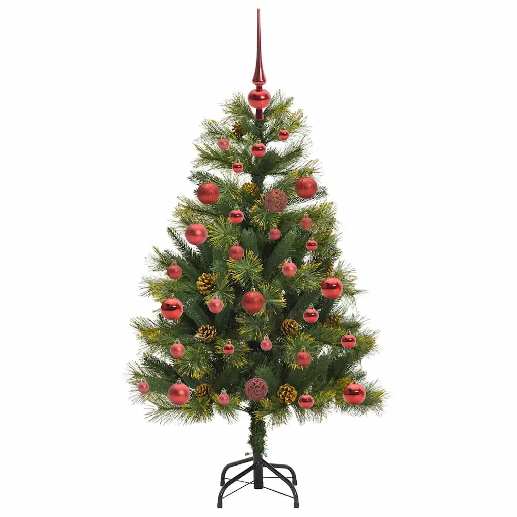 Albero di Natale | Decorazioni natalizie artificiale pieghevole con coni Verde 120 cm