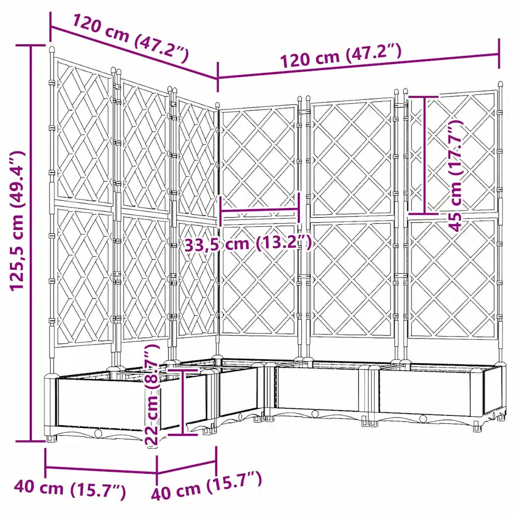 Vaso da giardino 5 pcs Grigio Chiaro 120 x 120 x 125,5 cm 42002888