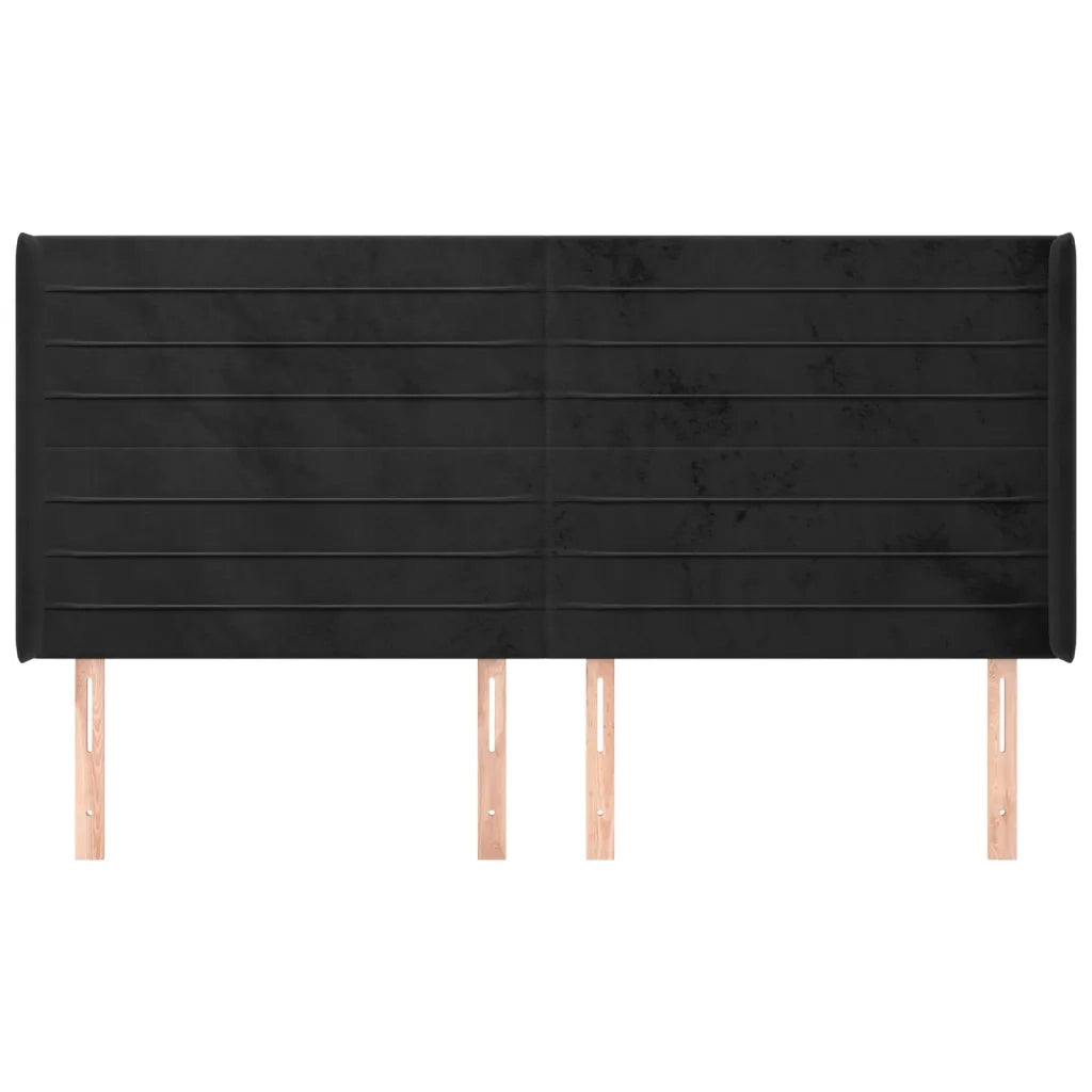 Testiera ad Orecchio-Testata con Orecchie Nera 163x16x118/128 cm in Velluto 736196