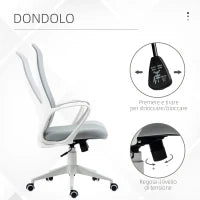 Sedia da Ufficio Ergonomica con Altezza Regolabile e Funzione di Inclinazione, 62x56x110-119.5 cm