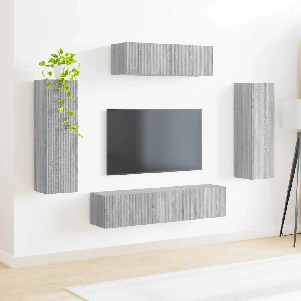 Mobile TV 5 pz | Armadietto TV | Mobile Porta TV Grigio Sonoma