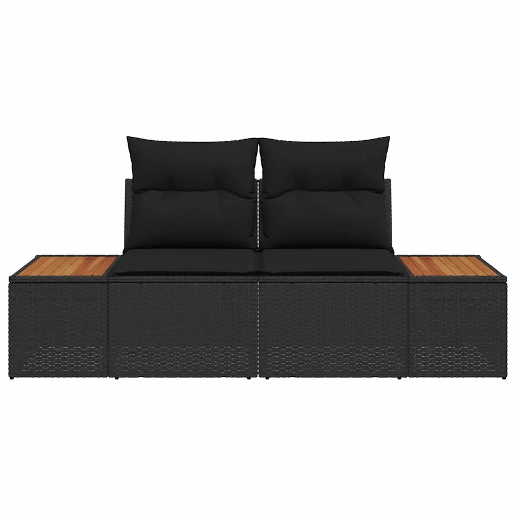 vidaXL Divano da giardino Nero 184 x 62 x 85cm polyrattan
