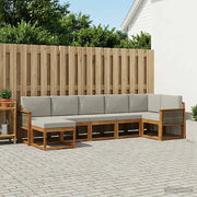 Set di divani da esterno 7 pcs Naturale e Grigio Chiaro