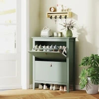 Scarpiera Slim 2 Cassetti per 14 Paia di Scarpe Taglia EU44 e Ripiani Regolabili, 80x24x95.5cm, Verde