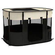 Recinto pieghevole per animali domestici ¨C zephmum ¨C bianco crema e nero 94x74x60 cm