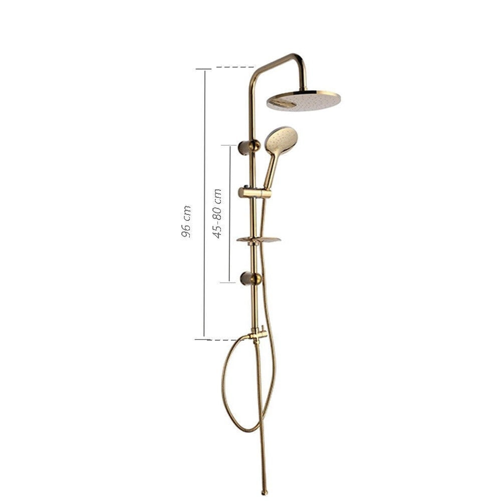 Trade Shop - Saliscendi Bagno Colonna Doccia Miscelatore Oro Soffione Rotondo Doccetta 87306 -
