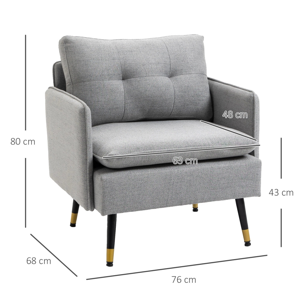 EasyComfort Poltrona Moderna in Tessuto con Seduta Imbottita e Gambe in Acciaio, 76x68x80 cm, Grigio