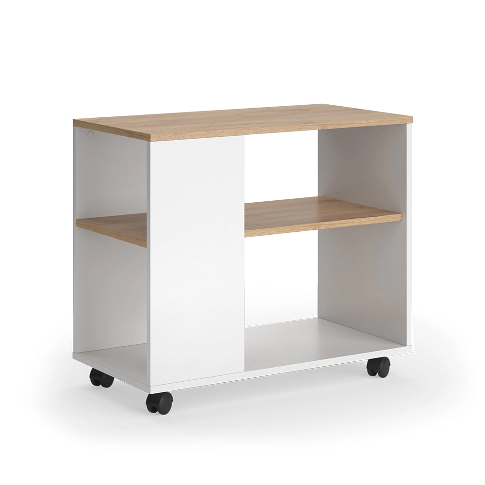 Vicco Tavolino Quercia dorata/bianco 70 x 36.6 cm con rotelle