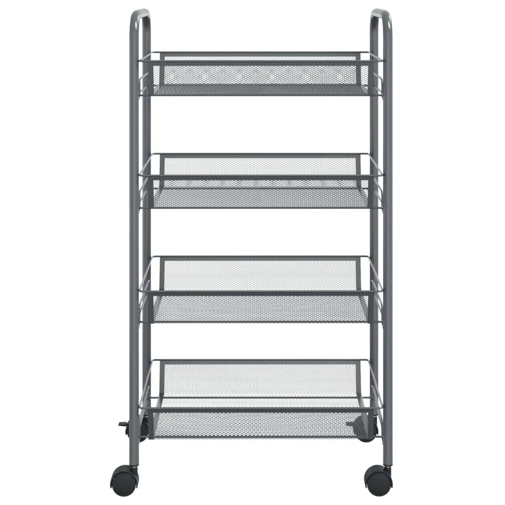 Carrello da Cucina con 4 Ripiani Grigio 46x26x64 cm in Ferro cod mxl 63298