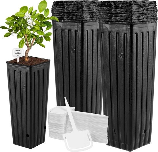 60 pannelli di plastica per piante - contenitore quadrato per la semina con fori di drenaggio - semi di verdure fiori - 60 etichette per piante