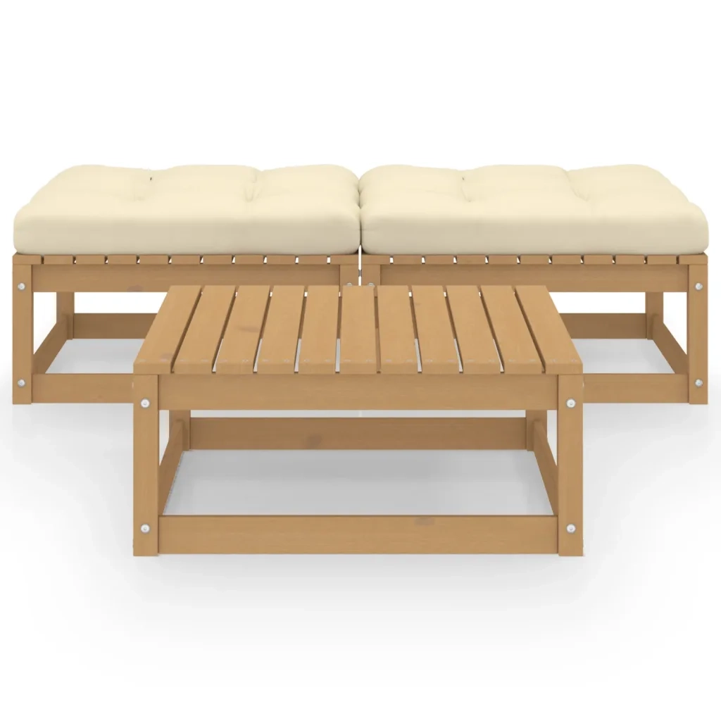 Set Divani da Giardino 3 pz | Set Salotto da Giardino con Cuscini Legno Massello di Pino