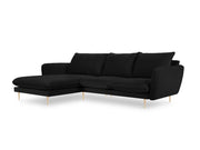 Cosmopolitan Design - Divano angolare sinistro "Vienna" 5 posti in velluto nero 