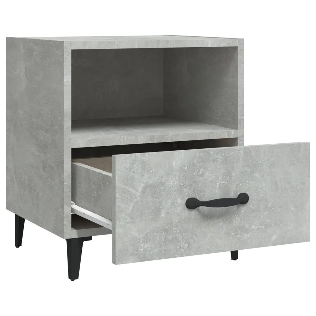 Set di 2 Comodini | Armadio da Notte | Mobiletto da notte Grigio Cemento in Legno Multistrato