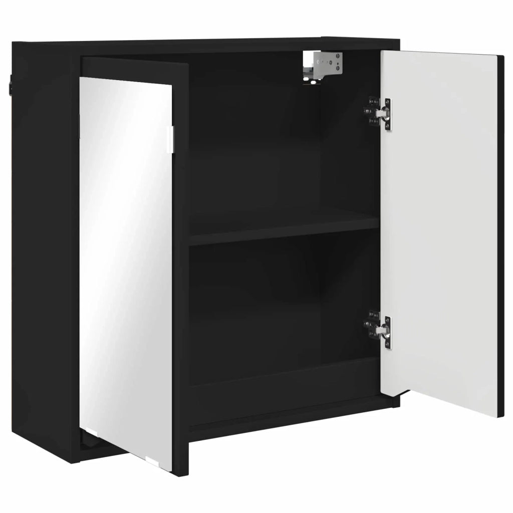 Mobiletto per specchio da bagno con porta Nero 60 x 20 x 60 cm 888778