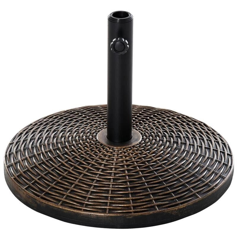 BASE PER OMBRELLONE ROTONDA IN PLASTICA EFFETTO RATTAN DA 25KG BRONZO