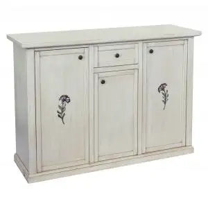 Credenza madia buffet modena in legno bianco anticato decorato