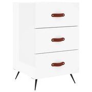 Comodino | Armadio da Notte | Mobiletto da notte Bianco Lucido 40x40x66 cm in Legno Multistrato