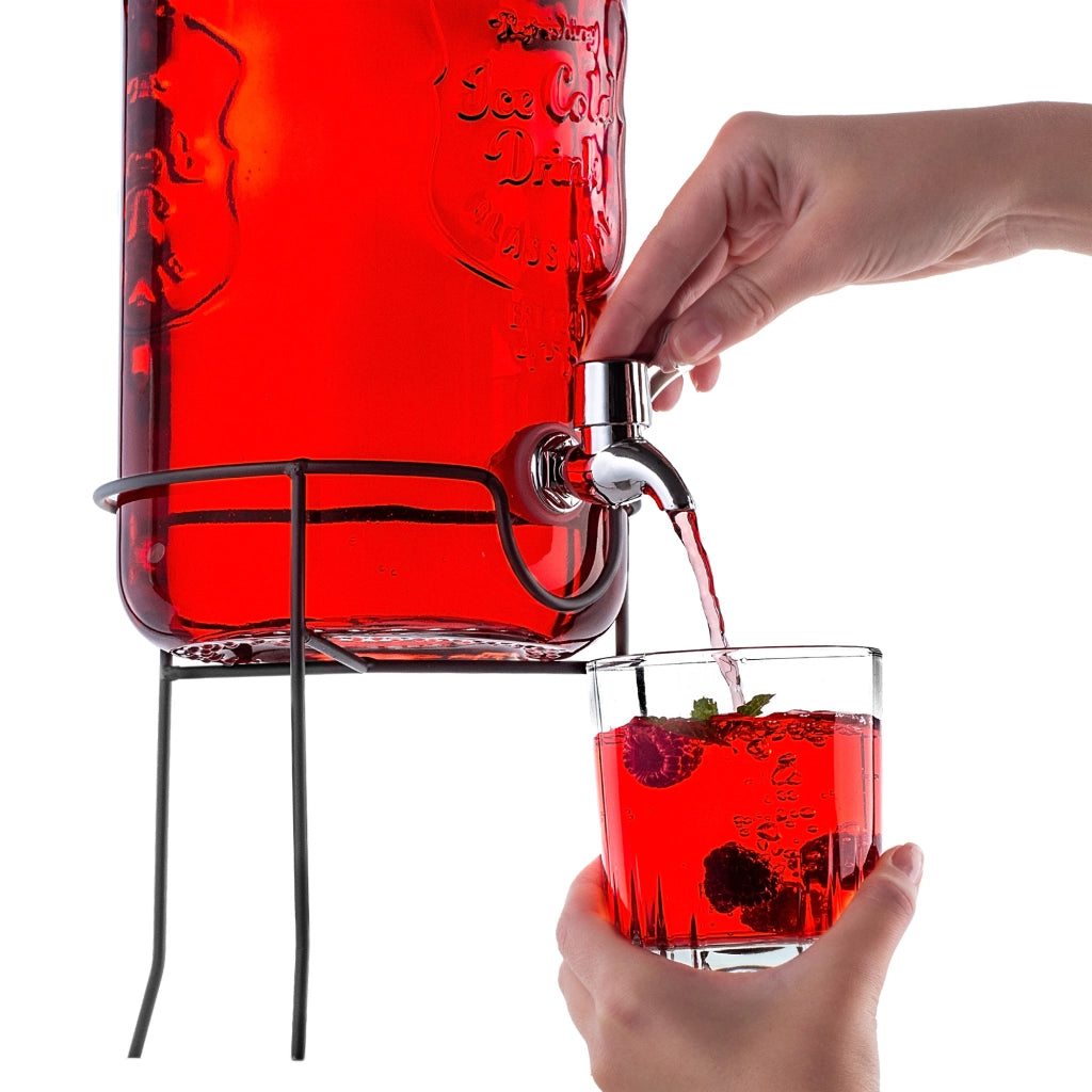 Barattolo KADAX con rubinetto da 4 litri su supporto per limonata, bevande, succhi di frutta, dispenser d'acqua