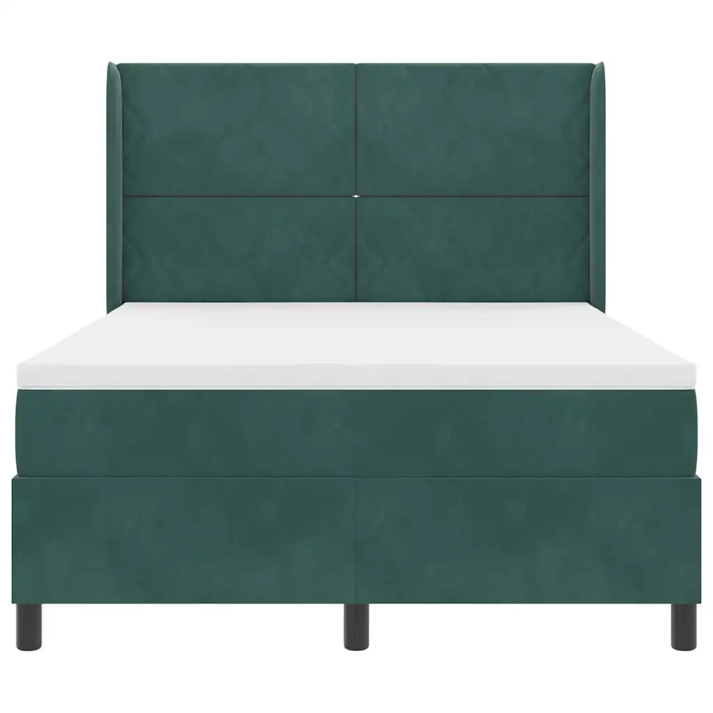 Letto a molle con strisce LED Verde Scuro 140 x 200 cm Velluto 3343925