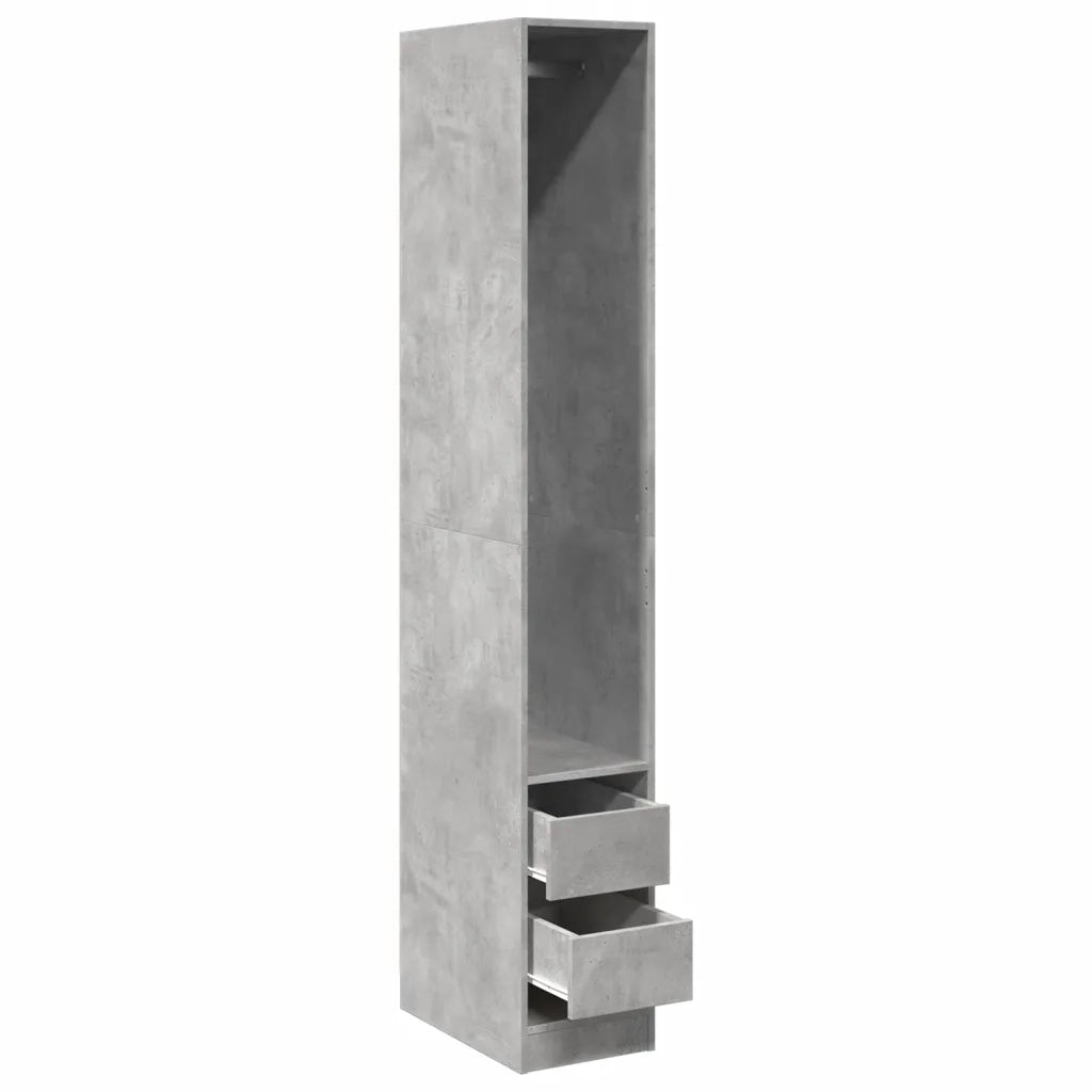Armadio Grigio Cemento 30x50x200 cm in Legno Multistrato