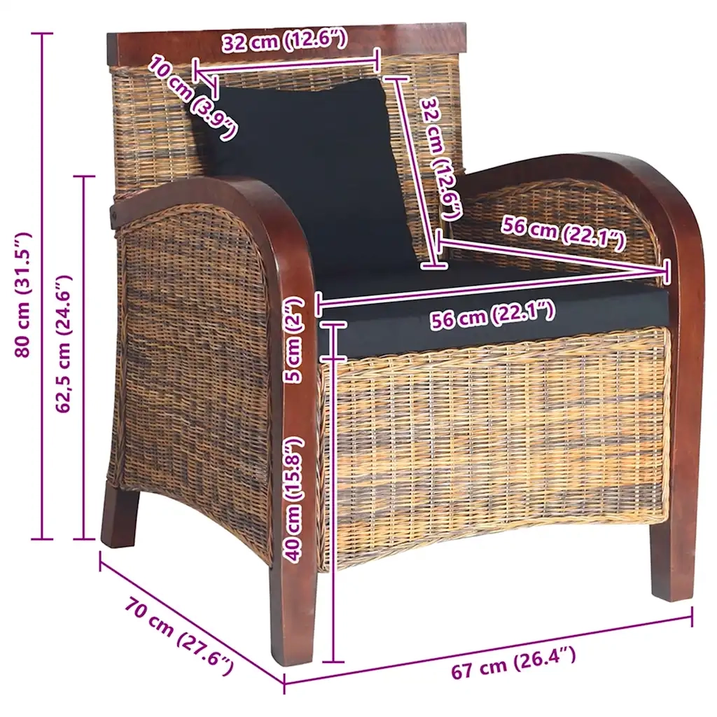 Poltrona in Rattan Intrecciato a Mano