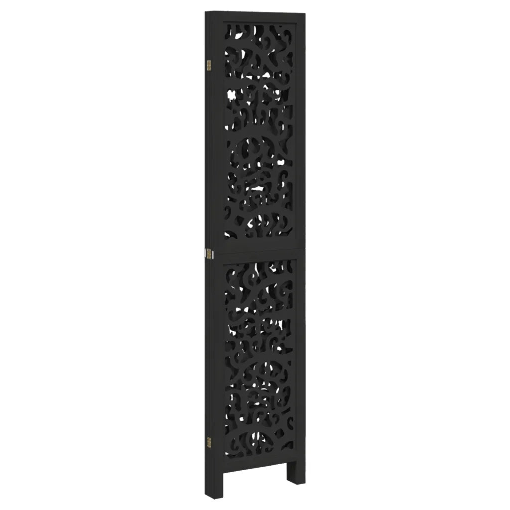 Divisorio Ambienti | Divider per stanze | Paravento 4 Pannelli Nero Legno Massello di Paulownia