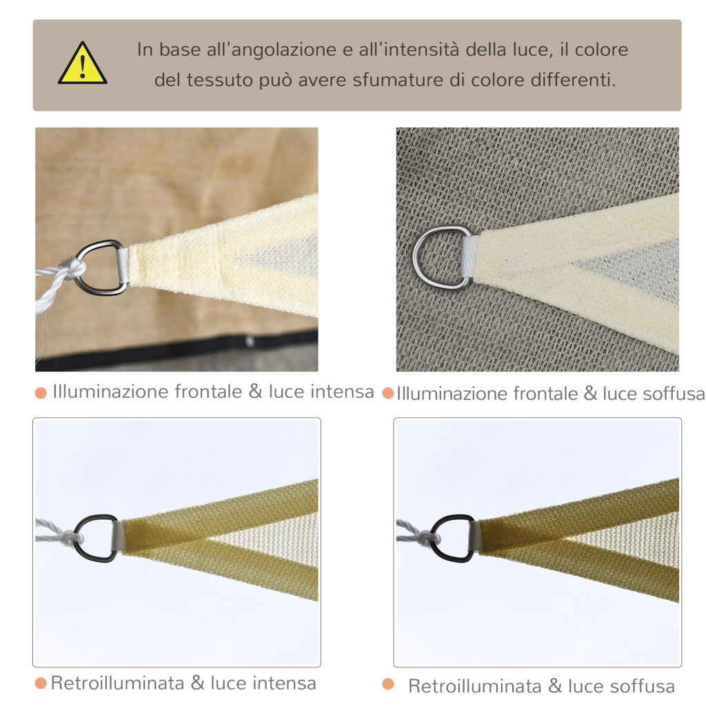 Tenda Tendone parasole triangolare (colore: crema, dimensione: 6x6x6m)