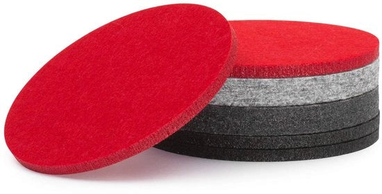 Set di sostegni in veltro di 8 pezzi (rosso, chiaro grigio, grigio scuro, nero) - sostegni in veltro per tavolo e bar come sostegni per bicchieri e bicchieri