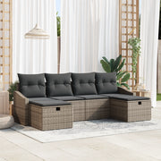 Set Divano da Giardino da 6 pezzi con Cuscini Grigio Polyrattan