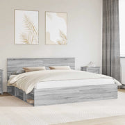 Struttura del letto-Giroletto Grigio Sonoma 200 x 200 cm Pino massello 913567