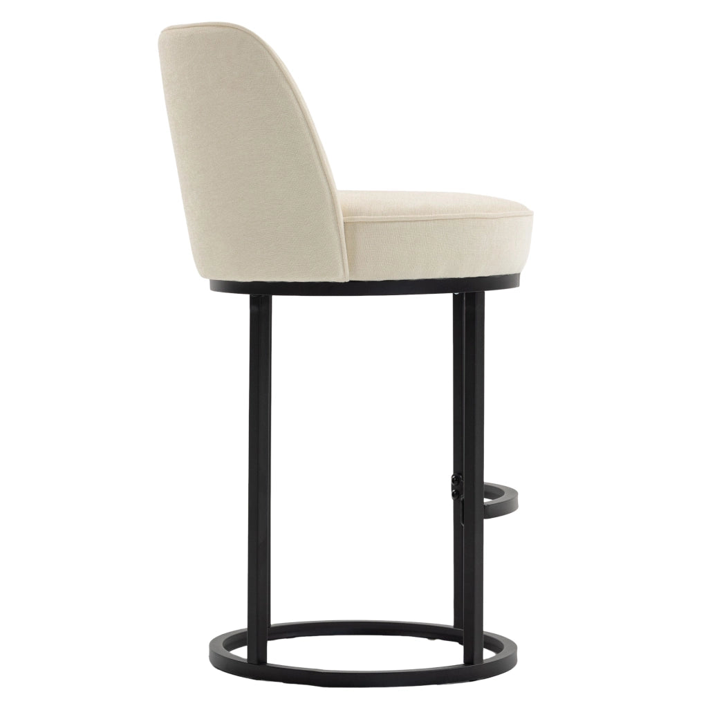 Sgabelli da Bar Set 2 Pezzi ¨C MINIMAL ¨C Seduta Imbottita in Tessuto, Gambe in Metallo Nero