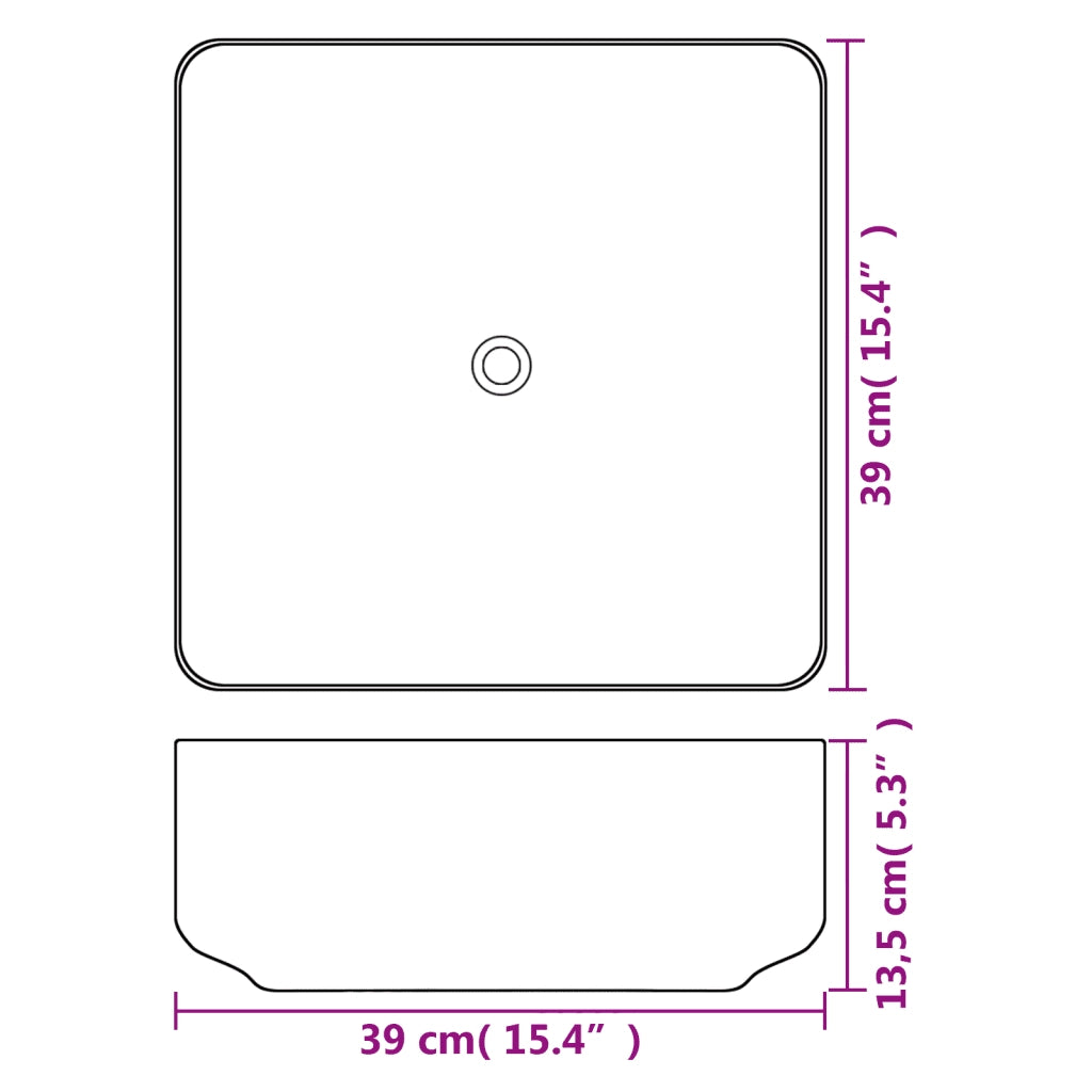 Lavandino Quadrato in Ceramica Bianca 39x39x13,5 cm 142338