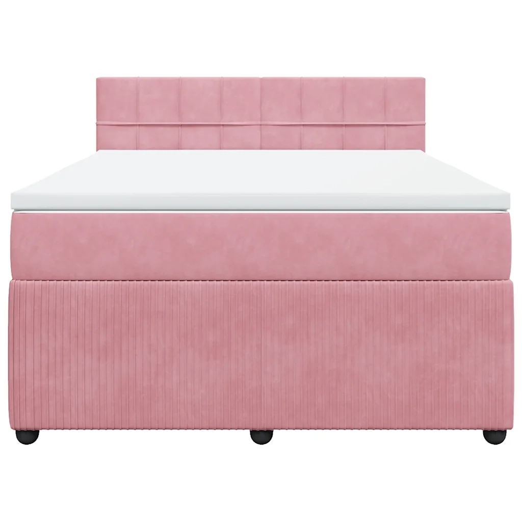 Giroletto a Molle con Materasso Rosa 140x190 cm in Velluto 3290039