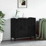 Credenza Rovere Nero 90 x 34 x 80 cm Legno multistrato 879585