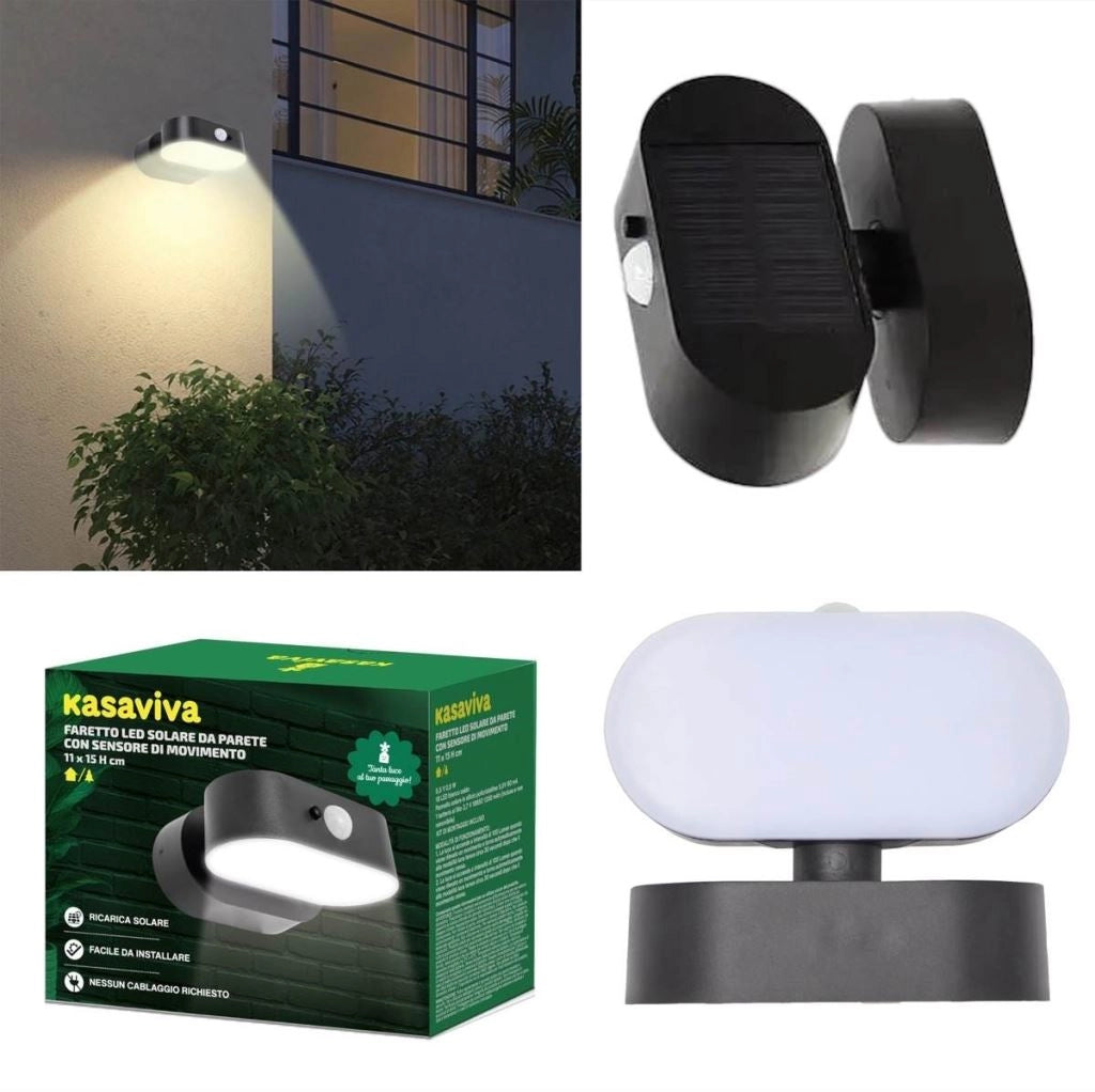 1 Pezzo Lampada Solare da Parete a Led con Sensore di Movimento 15 x 11 cm