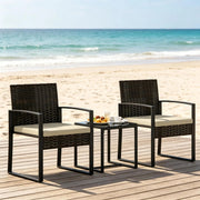 Set da giardino con tavolino e 2 sedie in rattan PE e acciaio