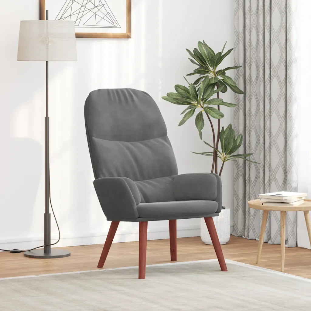 Sedia Relax Grigio Scuro in Velluto 4102611